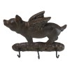 Ebros Gift Cast Iron Whimsical Flying Pig Angel 3-Peg Wall