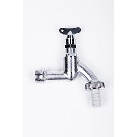 derClou24 Valve Outlet Valve 1/2 Inch Brass Matt Chrome-Plated with Socket Spanner Upper Part Including Socket Wrench Silver