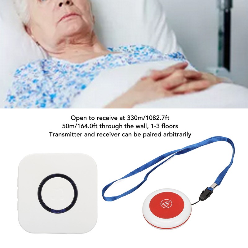 Wireless Caregiver Pager 4 Level Volume Waterproof SOS Alert Button