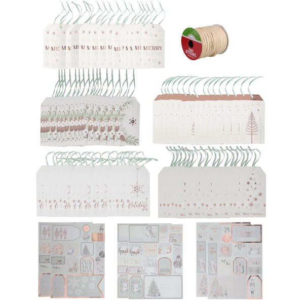 Christmas Gift Tags, Stickers & Raffa String Kit (171 Piece