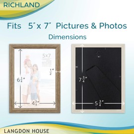 Langdon House 5x7 Picture Frames (Fawn Brown, 6 Pack) Contemporary Style Wood-Like Photo Frames, Richland Collection