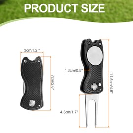 PATIKIL Golf Divot Repair Tool, Foldable Metal Golf Green Divot Tool with Magnetic Ball Marker & Stainless Steel Fork for Golfer, Black