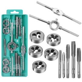 12-Piece Thread Cutting Set Metric High Quality Alloy Steel Tap and Drill Set Thread Cutting Set Metric with Wrench for Internal Thread Male Thread