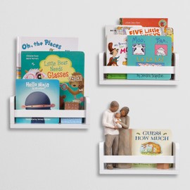 RiverRidge Kids Small 10” Floating Wall Mount Bookshelves (3-Pack)