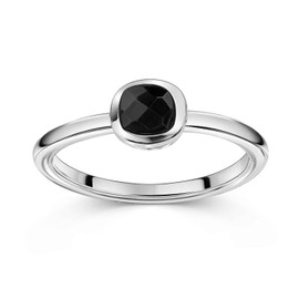 MATERIA by Matthias Wagner Square Gemstone Ring 925 Silver for Women, Gemstone, Onyx