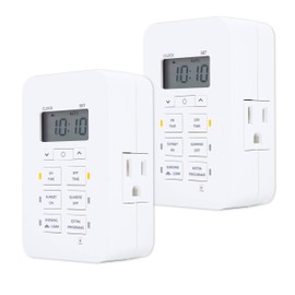 UltraPro Daysmart 7-Day Digital Outlet Timer, 2 Grounded Timer Outlet, Programmable ON/OFF Light Timer, Countdown Plug Timer, 125VAC Light Timer Indoor, Lamp Timer, Timer Plug, White, 2 Pack, 46213