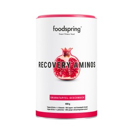 foodspring foodspring Recovery Aminos C Pulver mit L-Glutamin, BCAAs, Dextrose & Pflanzenextrakten C Granatapfel-Geschmack C 400 g