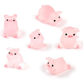 picocosmxiruo 6Pcs Pig Miniatures - Resin Cabochons for Slime or Decoden - Mini Fairy Garden Animals - Slime Décor