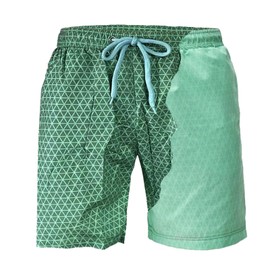 Wsedper Color Changing Swim Trunks for Men, Color Changing Shorts for Boys, Beach Quick Dry Swim Trunks Color Changing (Green to Cyan,XXL)