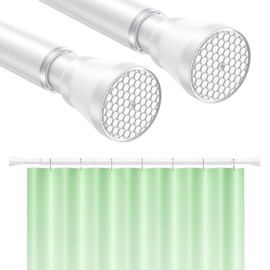 2Pack Shower Curtain Rod 43 to 73 Inches White Shower Rod Tension Curtain Rod No Drilling Adjustable Curtain Rod Spring Tension Rod Shower Rods for Bathroom,Windows,Kitchen