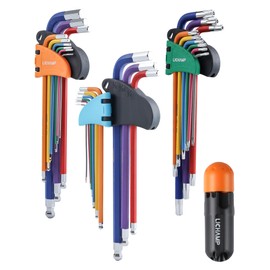Lichamp 27-Piece Rainbow Allen Key Set, Torx SAE Metric Allen Wrenches Set with Colored Long Arm, Ball and Torx End, SAE 1/16 to 3/8 inch, Metric 1.5 to 10mm, T10 to T50