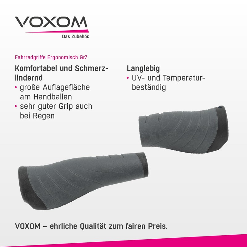 Voxom Plain Kraton/Gel GR7 Grey Grips – Black, 135 mm