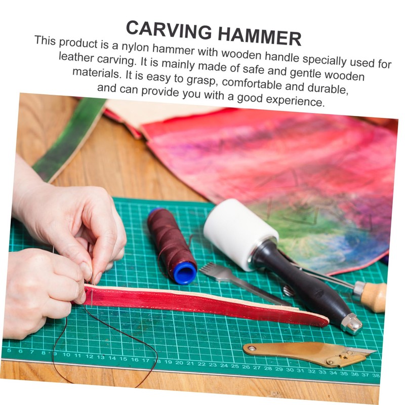 COHEALI Leather Carving Tool Nylon Mallet Hammer Wood Handle Craft