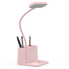 AXX Cute Desk Lamp, Pink Desk Light for Kids, Women, Teen Girls, LED Table Lamp for Bedroom Reading - Small, Rechargeable, Battery Operated, Adjustable - Office Accessories/College Essentials