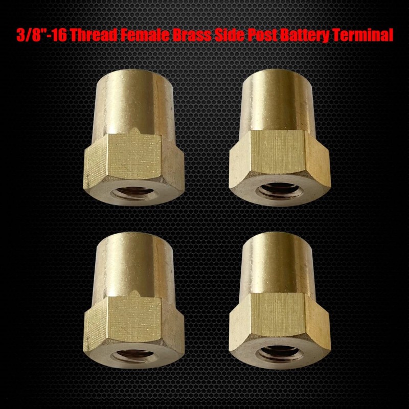 Ampper 3/8-16 Thread Female Brass Battery Terminal Post Adapter Battery