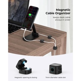 6 Pack Magnetic Cable Clips Cord Holder, Under Desk Cable Management, AORUICN Adhesive Wire Holder Keeper Organizer for Home Office Desk Phone Car Wall Desktop Nightstand