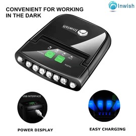 INWISH LED Hat Light Headlamp Flashlight, Clip On Cap Lights w/USB Rechargeable, Red Light, Battery Meter, Pivoting Head - Ultra Bright 200 Lumen Hands Free Hat Light for Baseball Caps Adults Kids