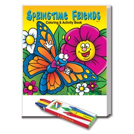 ZOCO - It's Spring - Springtime Friends - Kids Educational Coloring Books (25 Bulk Pack, With Crayons) - Handout for Students ages 4-8 - Games, Puzzles, Activities for Kids