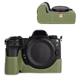 VOVMOEYA Nikon Z6III Mirrorless Camera Case for Nikon Z6 III, Half Case with Soft Microfiber Interior for Nikon Z6 III, Camera Cover, Works Well 1/4", grass green, retro camera case