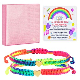 LUKIUP 2 Pieces School Child Bracelet Girls, School Gift 2 Bracelets, School Child First Day of School Bag Filling, First Day of School Gift, One size, Polyester, No
