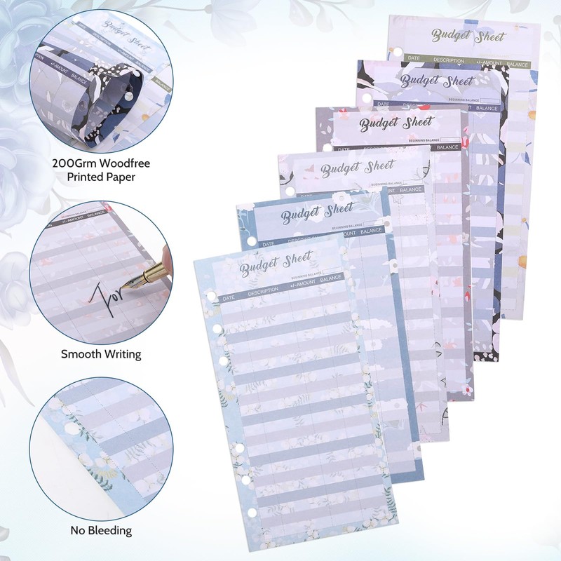 60 Sheets A6 Budget Sheets 6 Holes Budget Binder A6