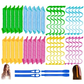 40 rizadores de pelo mágicos, sin calor, ondulados y espirales, dos estilos (12 pulgadas) con 4 ganchos de peinado, rizadores de pelo, sin daños por calor, para la mayoría de peinados, pelo corto y medio