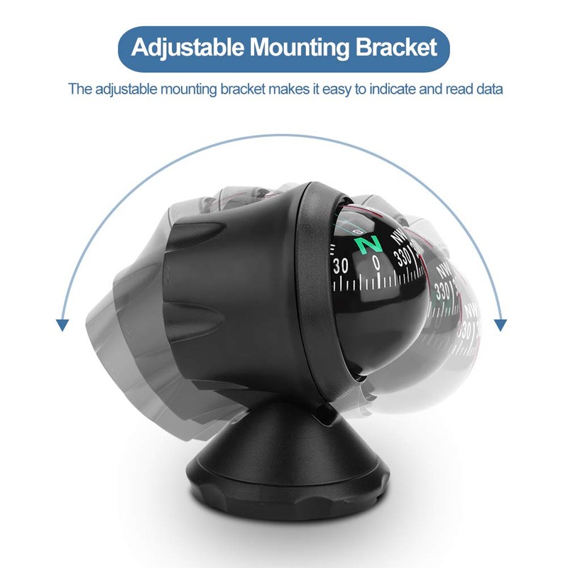 Car Compass, Ship Compass, Adjustable Electronic Compass for Boat Navigation,