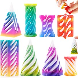 Chennyfun 8 Piece Spiral Cone Fidget Toys, Impossible Cone, Pyramid Fidget Toy, 3D Printed Decompression Mini Spiral Cone Toys, Desk Toys for Stress for Home Office Desk Decor Souvenir Gift