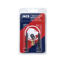 JOES NO FLATS, TUBELESS ANODIZED BLACK PRESTA VALVES (PAIR) 48MM