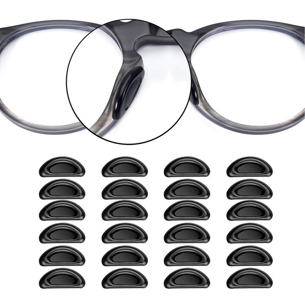SMARTTOP Nose Pads for Glasses, 12 Pairs Stick On Silicone Anti-Slip Sunglasses Nose Pads for Plastic Frames Thin Nose Pads Eyeglasses (Black)