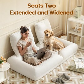 Soohow Bean Bag Chairs for Adults, High Density Sponge Bean Bag Sofa with Waist Support, Soft Lazy Floor Sofa for Living Room, Reading Chair for Bedroom