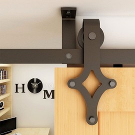 TSMST 12FT Ceiling Mount Sliding Barn Door Hardware Closet Track Kit, Fits 72" Wide Single Wood Door Panel - Diamond Style