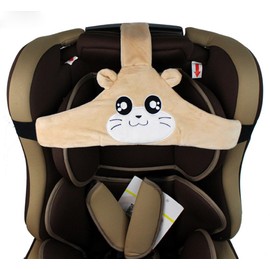 MINGZE Baby Child Car Seat Head Support, Car Safe and Cozy Sleep Positioner, Adjustable Safety Seat Fastening Belt, Safety Belt Protector Headrest Neck Support for Children Baby(Brown)