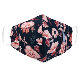 Dr. Talbot's Adult Washable Cup-Shaped Cloth Face Mask for Personal Health, 1 Pack, Pink on Navy Flowers
