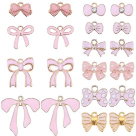 SUNNYCLUE 1 Box 40Pcs 10 Styles Bowknot Charms Bulk Bow Knot Enamel Charms Alloy Metal Bow Tie Lolita 3D Charm for Jewelry Making Charms DIY Necklace Bracelet Earring Crafting Women Beginners Adults