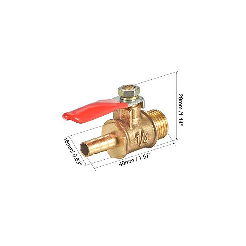sourcing map Brass Air Ball Valve Shut-Off Switch 1/4 Inch