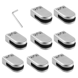 Proster Glass Clamps 8 PCS 6-8mm Stainless Steel 304 Glass Clamps Adjustable Glass Bracket Flat Back for Balustrade Staircase Handrail