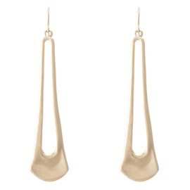 Bonaluna Long, Thin, Hammered, Shield Metal Bar Basic Dangle Drop Earrings for Women