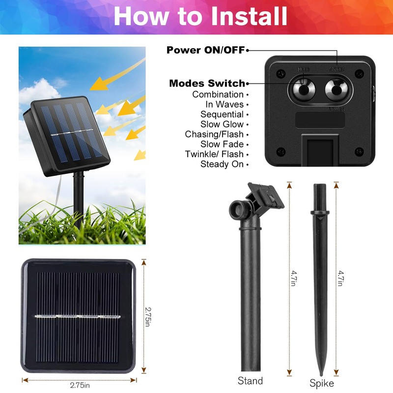 ANJAYLIA 33FT 100 LED Solar Rope Lights Outdoor Waterproof, Solar