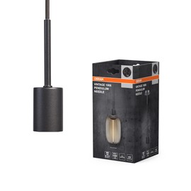 OSRAM Vintage Pendant Light, Dark Grey, Individual Light Scenarios, Stainless Steel, Ideal for Living Spaces, Modern Design, Vintage Appeal, 2 m Textile Cable, 100 mm Diameter, Easy Assembly