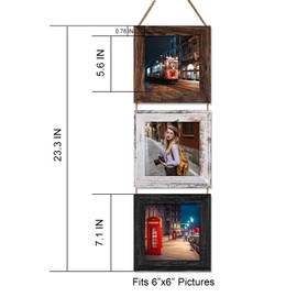 ZIRANLING 6x6 Wall Hanging Picture Frames Collage with 3 Opening Multi Color Frames
