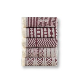 BOHORIA® Boho Maya Tea Towels, Set of 4, High-Quality Kitchen Towels Made of 100% Cotton, Aztec Mexican, Tea Towels, Perfect for Home, Gastro or Office (Mahogany)