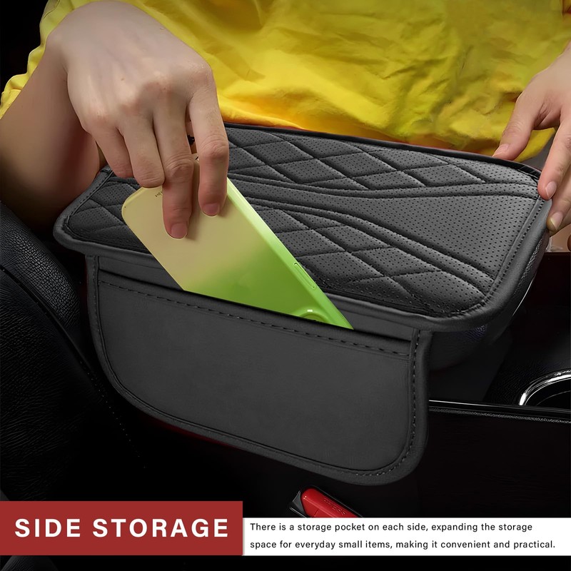 Car Center Console Cover, Leather Auto Armrest Cushion Pad with
