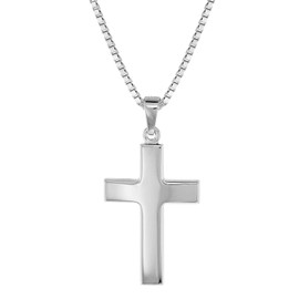 trendor Men's Necklace with Cross 27 mm Sterling Silver 925 Cross Chain Men's Cross Pendant Silver 925 Fashionable Gift Idea Timeless Men's Jewellery 08474, Sterling Silver, No Gemstone