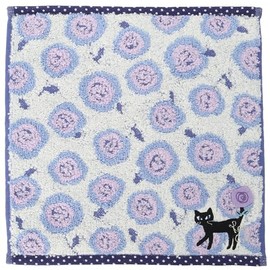 Noah Family Towel Handkerchief, Rosy Cat, Women's, Approx. 9.8 x 9.8 inches (25 x 25 cm), blue