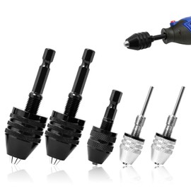 Hakkin 5Pcs Keyless Drill Chuck for Impact Driver, 1/4" Hex Shank 1/8" 1/16" Round Shank Drill Chuck, Drill Bit Adapter Quick Change Adapter for Impact Drill Tool