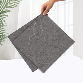Lareko 60Sq.Ft Grey Marble Peel and Stick Vinyl Floor Tiles,60 Tiles - 12" x 12",Waterfproof and Self Adhesive Vinyl Sticker Tiles,Laminate Flooring for for Kichen,Bathroom,Dining Room(Dark Grey)
