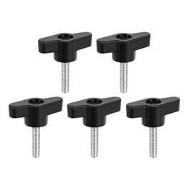 MewuDecor M6 x 25mm Z Type Handle Thumb Screws Plastic Head Mechanical Handle Bolts T-Shaped Wing Adjustable Knobs Carbon Steel, 5 PCS