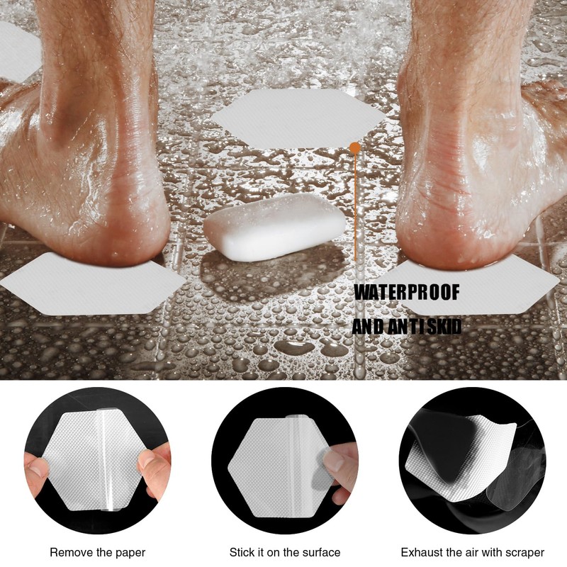 Secopad Bathtub Stickers Non-Slip, 36 PCS White Hexagon Safety Shower