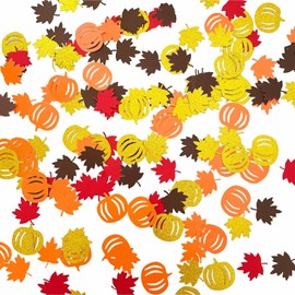 200 Pcs Fall Confetti Glitter Fall Maple Leaf Shape Autumn Thanksgiving Table Scatters Confetti for Thanksgiving Decorations Maple Leaf Party Sets